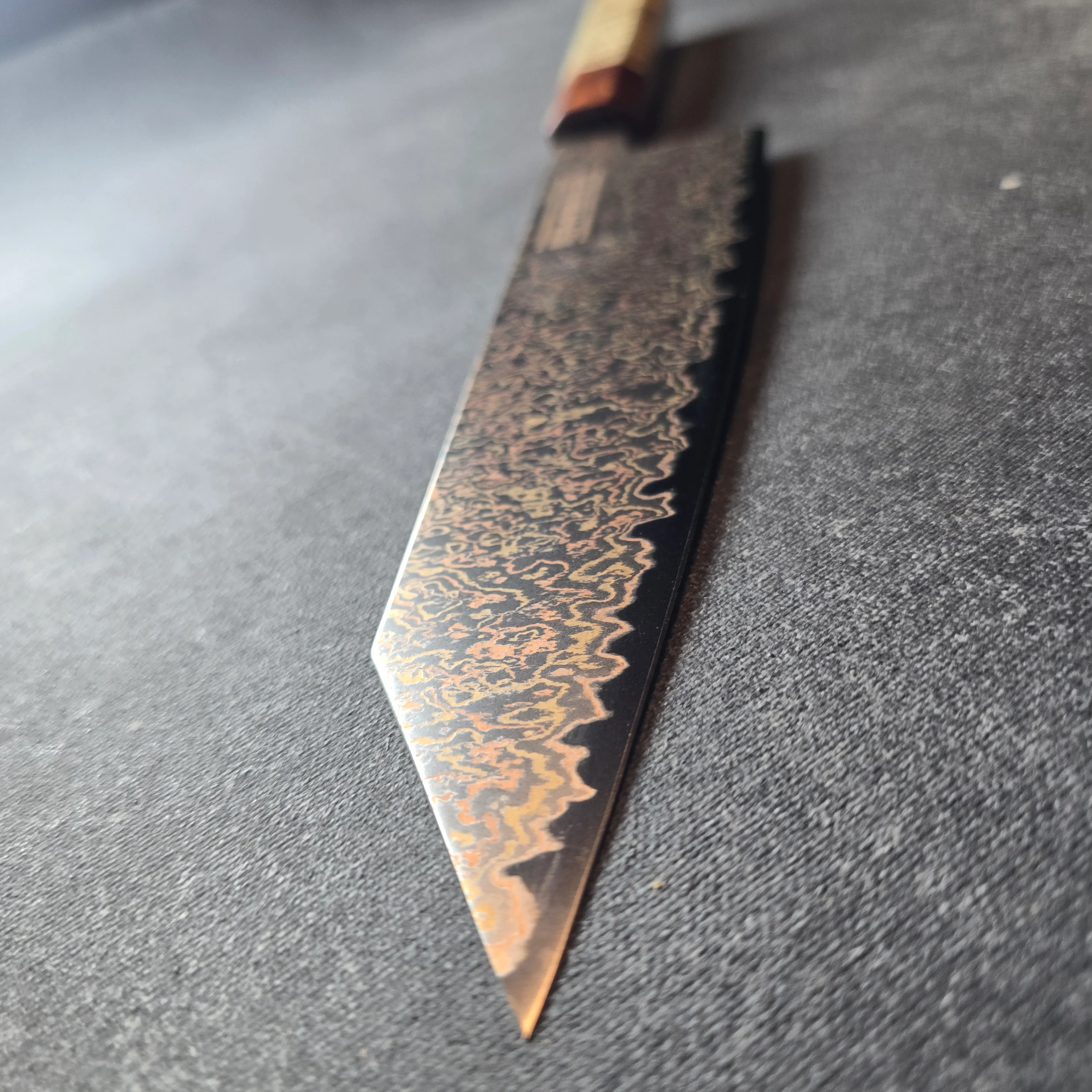 PYRO! CUCHILLO BUNKA - DAMASCO DE COBRE Y BRONCE 8" - Image 5